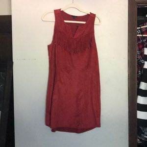 Burnt orange suede dress.